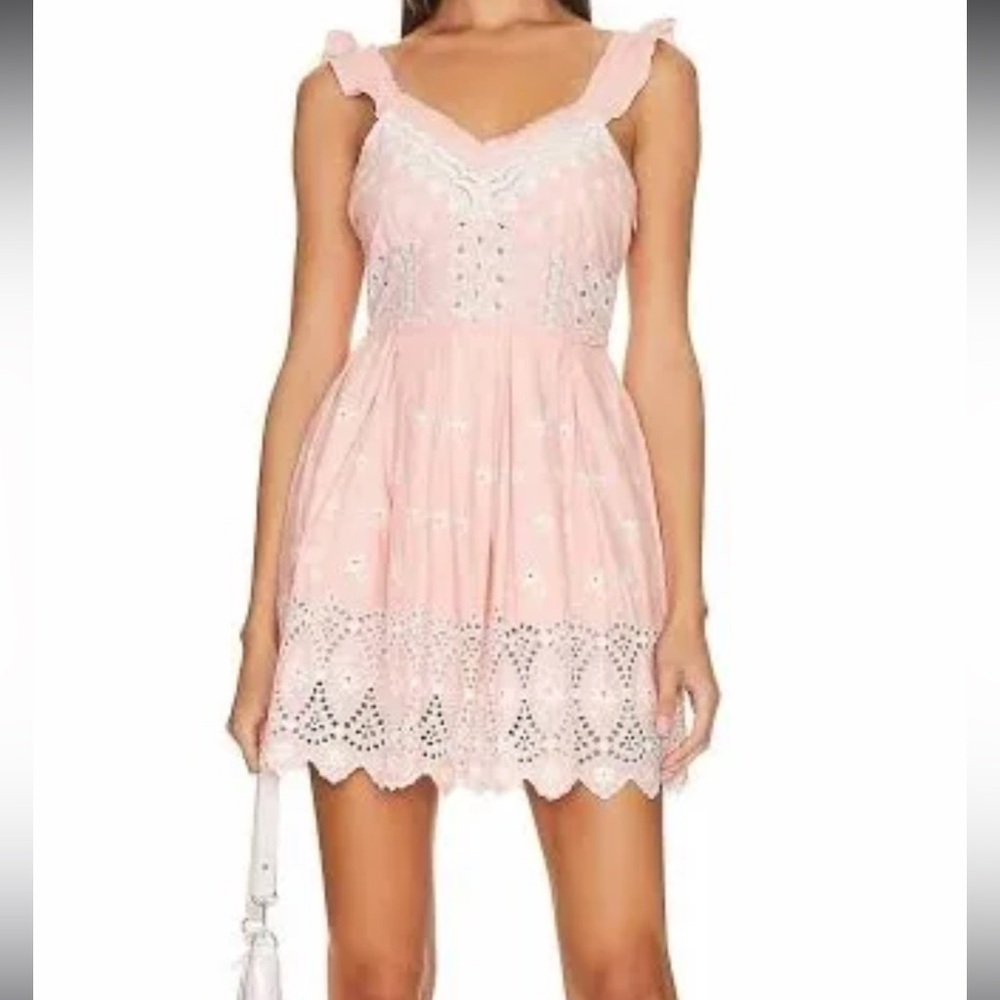 Pink Sleeveless Lace Dress